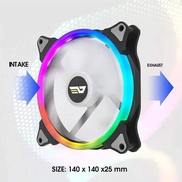 Alt view image 3 of 5 - PC Case 140mm Fan RGB AURA SYNC 3P-5V Cooling Fan PC Fan CPU Cooler Quiet with IR Remote LED Computer Case Radiator Fans