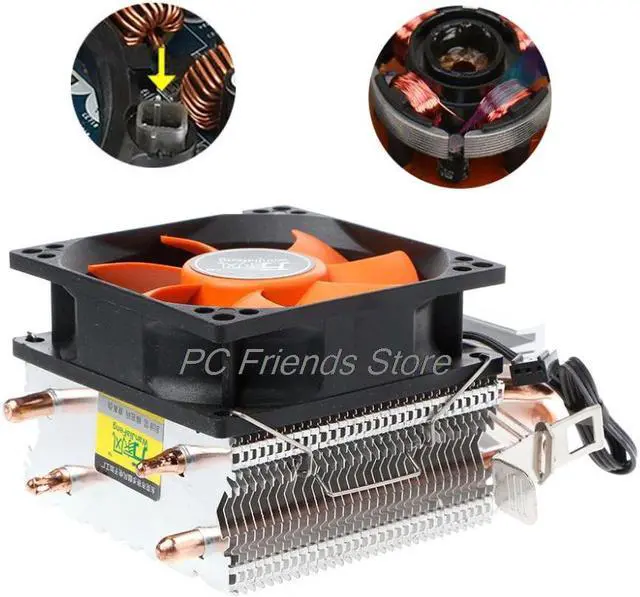 Alt view image 2 of 5 - 2 Heatpipe Aluminium PC CPU Cooler Cooling Fan For Intel 775/1155 AMD 754/AM2