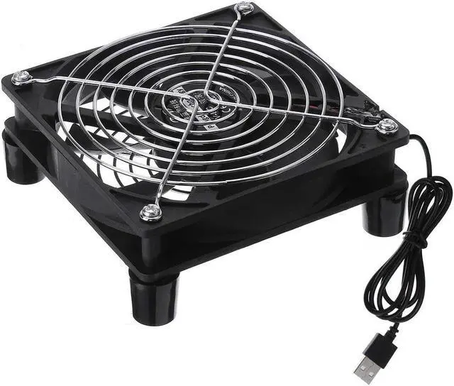 Main image of 5V 12CM Router Cooling Fan DIY PC Cooler TV Box Silent Fan USB Power 120mm Fan USB TV Box Broadband Cat Cooling Rack Holder