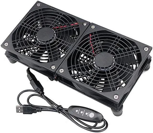 Alt view image 2 of 5 - Router Cooling Fan DIY PC Cooler TV Box Wireless Quiet DC 5V USB Power 120mm 240mm Fan 12CM W/Screws Protective Net