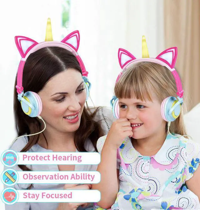 Alt view image 4 of 5 - Unicorn Headset Child Kids Cartoon Music Headphone LED Flashing Light Gaming Headset Casque Licorne Christmas Gifts