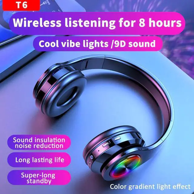 Main image of T6 Wireless Headphones Sports Noise Cancelling 3D Stereo Bluetooth Wireless Headphones Foldable HIFI Gaming Headset