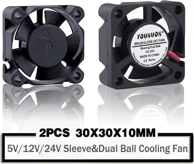 Main image of 2 Pieces 3010 3cm 30mm Cooling Fan 30x30x10mm DC Fan 24V 12V 5V Cooler Dual Ball Bearing DC Brushless Mini Cooler Cooling Fan