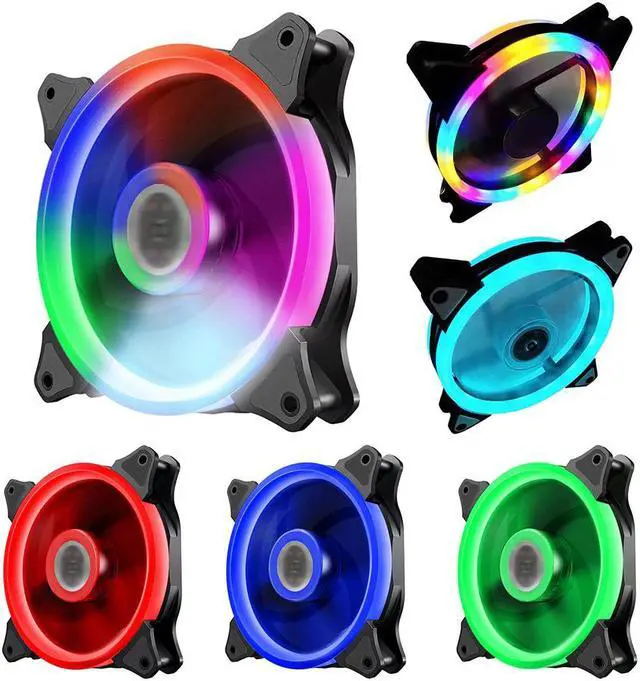 Alt view image 2 of 5 - Computer Fan 120mm 15LED Dual Aperture Silent PC Computer Case Cooling Fan 120x120x25mm Cooler Fluid-Bearing RGB Fans