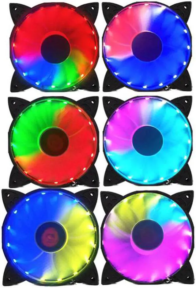 Alt view image 4 of 5 - Case PC Cooling Fan Cooler RGB Adjust LED 12V 6Pin 120mm Quiet IR Remote Cooler Cooling RGB Case Fan