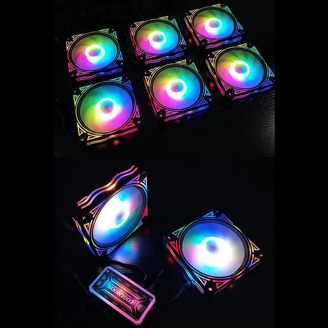 Alt view image 4 of 5 - F-JL Computer Case PC Cooling Fan RGB Adjust 120mm Quiet + IR Remote New Computer Cooler RGB CPU Case Fan 4Pcs