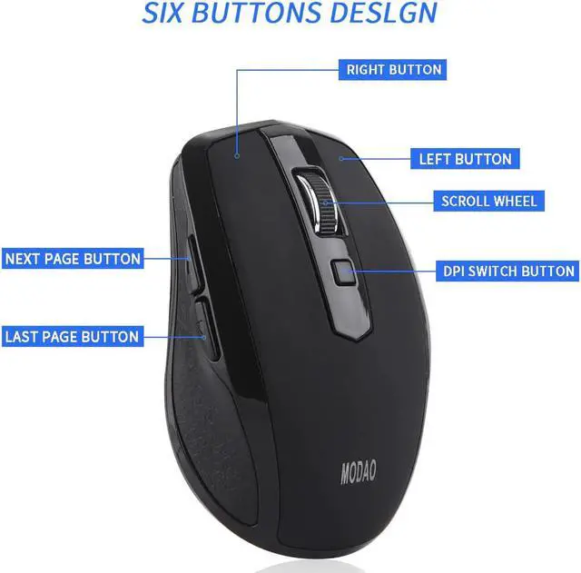 Alt view image 3 of 5 - 2.4GHZ Wireless Gaming Mouse Type C wireless mouse rechargeable USB Ergonomics Mice for Macbook/ Pro USB C Devices