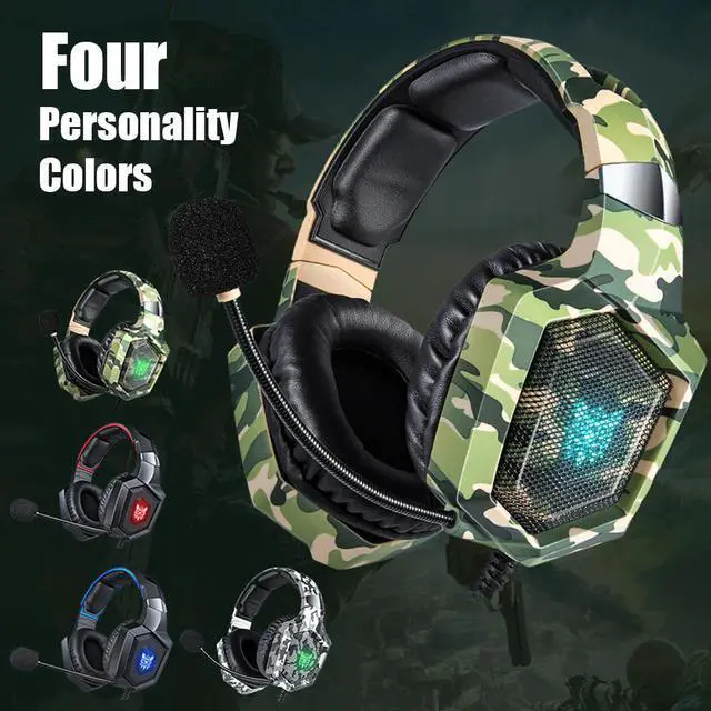 Main image of K8 Gaming Headphones PS4 Headset Camouflage casque Wired PC Gamer Stereo with Micro LED Lights For XBox One/Laptop