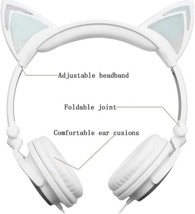 Alt view image 2 of 5 - Glowing Cat Ear Headphones Children Gaming Over Ear Stereo Headphones 3.5mm Jack Universal For Mobile Phone Computer Gifts