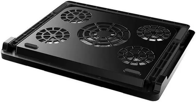 Alt view image 3 of 5 - Radiator Cooler Pad Heat Dissipation Computer Base with 5 Cooling Fans