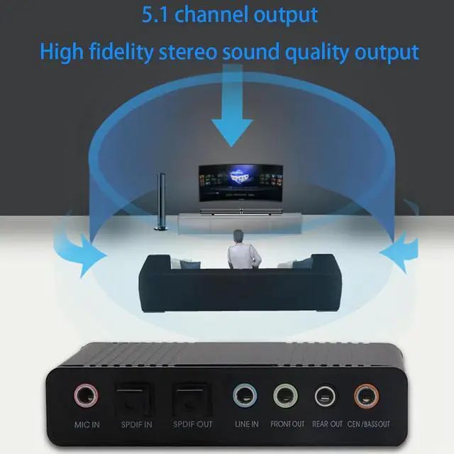 Alt view image 3 of 5 - Optical Audio Adapter External Sound Card 5.1 USB to 3.5mm Headphone Stereo Microphone Line Spdif For PC Computer Laptop