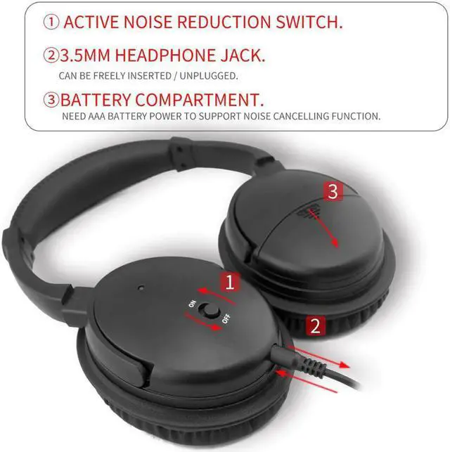 Alt view image 3 of 5 - Active Noise-Canceling Multi-Platform Surround Stero Gaming Headset Over Ear Headphones with Volume Control