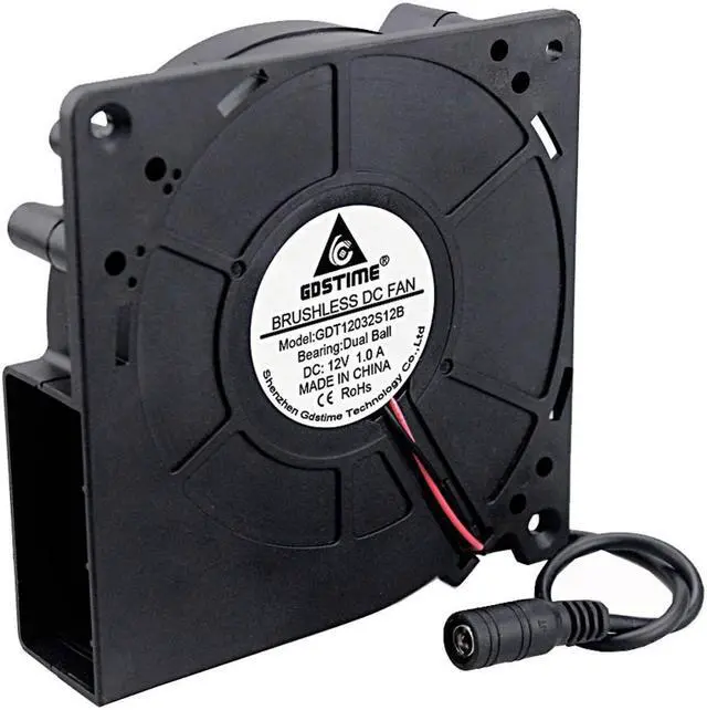 Alt view image 2 of 5 - 120mm Fan 12V DC Female Connector Ball 12032 120x32mm Centrifugal Cooling Fan w/AC 110V 220V Adapter Radial Turbo Cooler