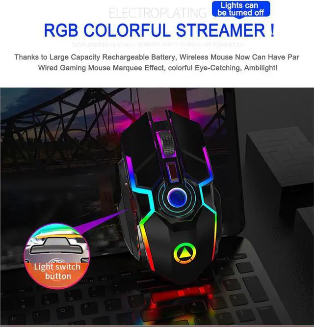 Alt view image 3 of 5 - Wireless Gaming Mouse 2.4GHz 1600DPI Silent Wireless Mice USB Optical Game Backlight Mouse For Laptop Desktop PC