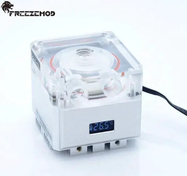 Alt view image 4 of 5 - Compute cooling pc water cooler mute pump PWM intelligent flow 800L/H VA LCD temperature sense RGB light. PU-FS4M-P