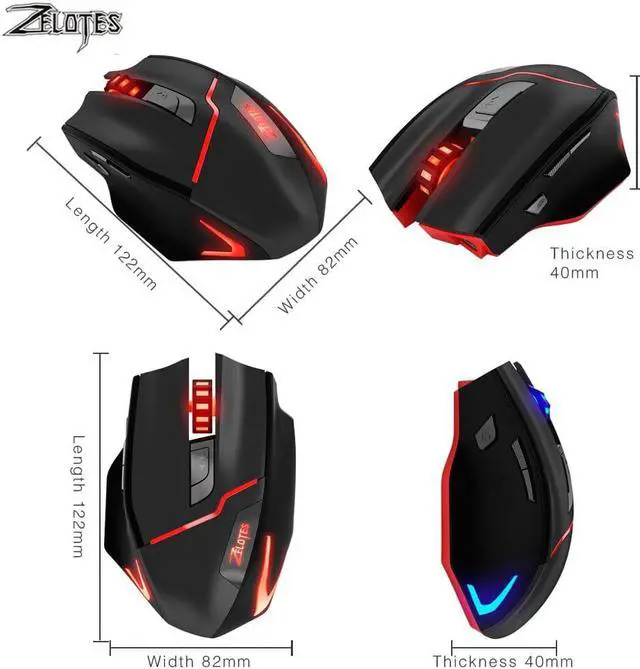 Alt view image 3 of 5 - F-18 Dual-mode Gaming Mouse6 Level 3200DPI 500Hz Wireless 7 Color Computer Mouse  2.4GHz With Mini USB