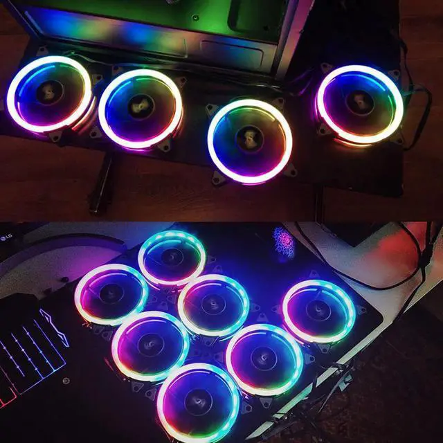 Alt view image 5 of 5 - DR12 PRO RGB LED Case Fan For CPU Cooler Adjust Speed Water Cooling Fans Quiet Remote 120mm Aura Sync Computer Case PC Fan