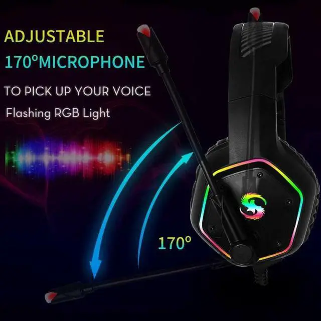 Alt view image 4 of 5 - 3.5mm Gaming-Headset RGB Light Gaming Headphones For Computer Adjustable Bass Stereo PC Gamer Over Ear Wired Headset With Mic