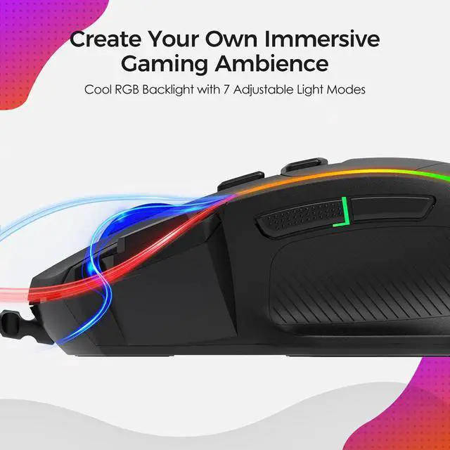 Alt view image 3 of 5 - PC278 Gaming Mouse Ergonomic Wired Computer Mouse Gamer 8 Buttons Programmable Mice with 8000 DPI RGB Backlit for PC Game