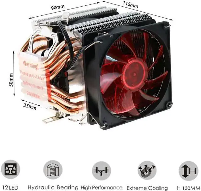 Alt view image 3 of 5 - 2/4/6 Heatpipes CPU Cooler Fan For AMD Intel 775 1150 1151 1155 1156 CPU Radiator 90mm LED Two Fan 3pin Cooling CPU Fan PC Quiet