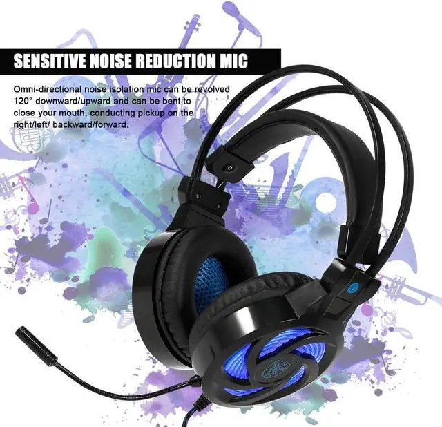 Alt view image 4 of 5 - Gaming Headset with Mic-Sound Clarity Noise Reduction Headphone LED Lights for Computer Game for PS4/XBOX-ONE
