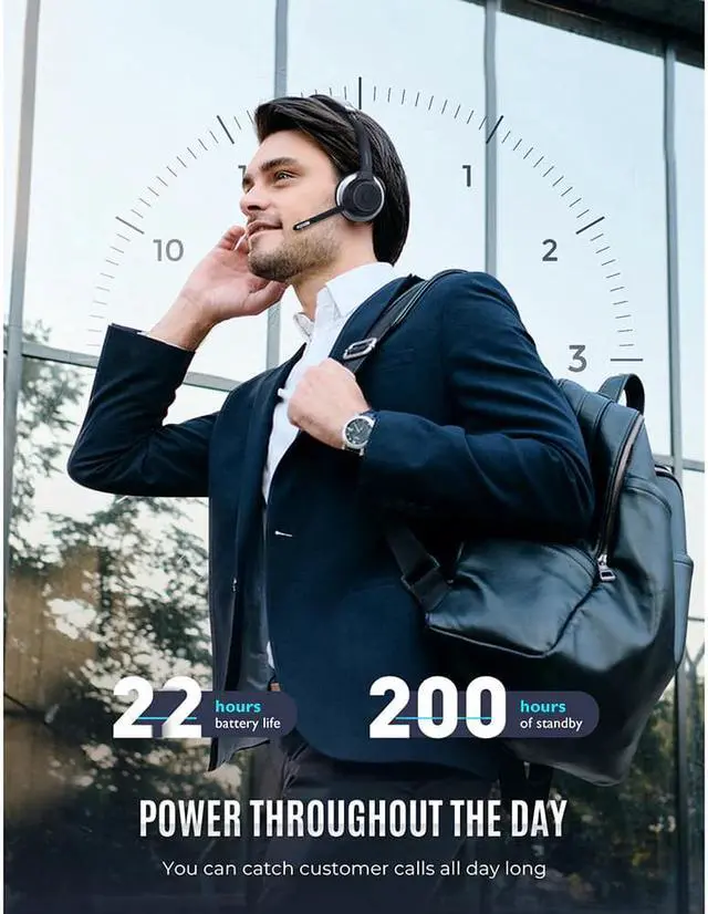 Alt view image 3 of 5 - Upgraded HC5 Wireless Headphones Bluetooth 5.0 Headset With CVC8.0 Noise Cancelling Microphpne For Phone PC Computer Office