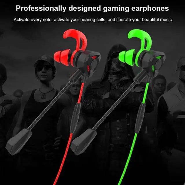 Alt view image 4 of 5 - Phone In-Ear Gaming Headphone with Mic Volume Control Heavy Bass Noise Reduction 3.5MM Headset,Black Green