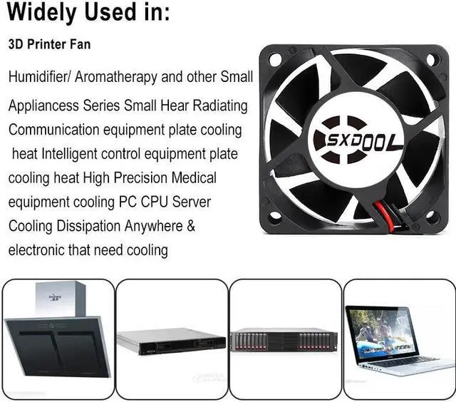 Alt view image 5 of 5 - 2PCS  60mm 6025 dc 5V 12V 24V Brushless 2PIN 3PIN 60x60x25mm 6025 6cm sleeve Dual Ball Computer PC CPU Case Cooling