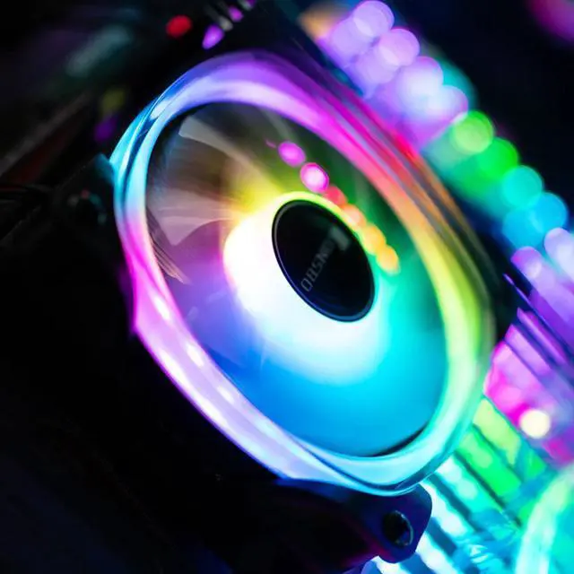 Alt view image 3 of 5 - FR-701 Computer PC Case ARGB Fan 120mm 9 Blades Addressable RGB LED 5V 3Pin PWM Chassis Computer Cooler CPU Cooling Fans