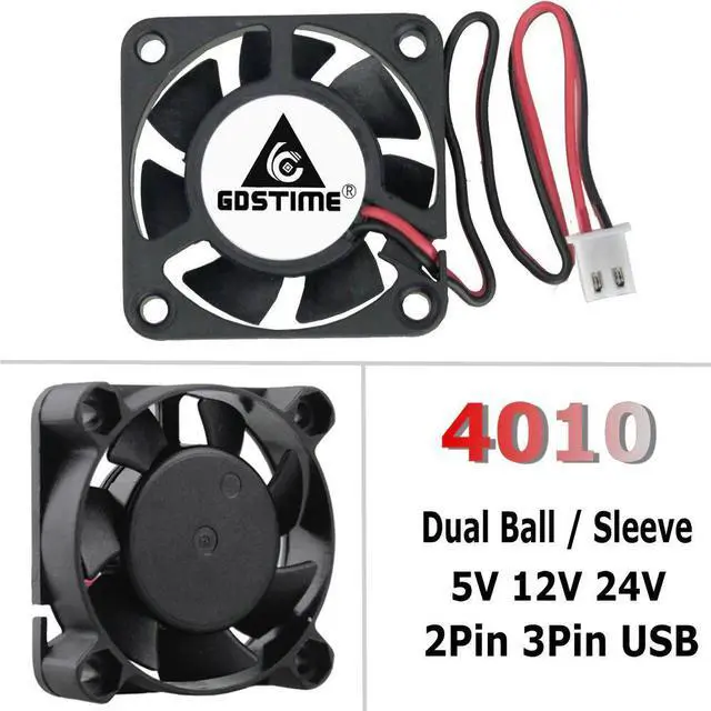 Main image of 10 PCS LOT Cooler 40x40x10mm 4010 2Pin 3Pin Dupont USB 5V 12V 24V 40mm 4cm DC Computer Case Brushless Cooling Fan Ball Sleeve