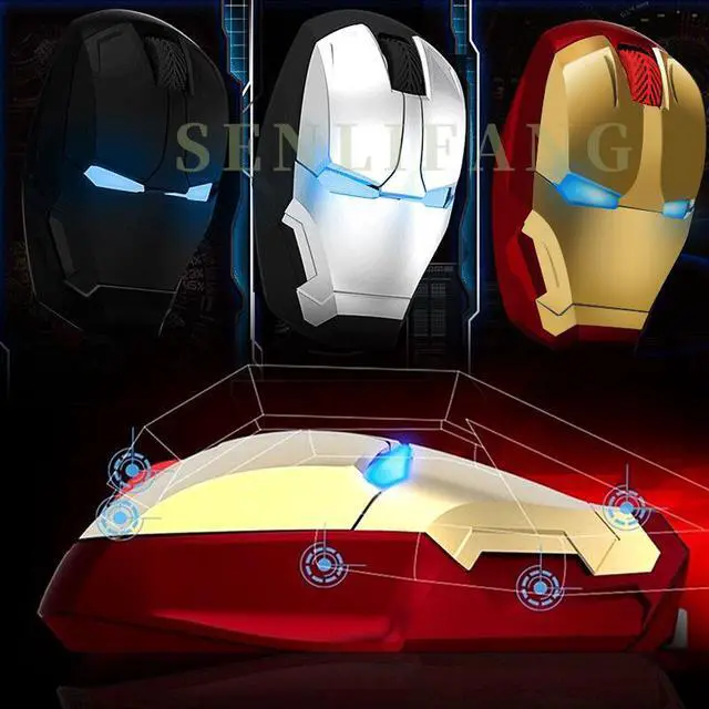 Alt view image 3 of 6 - Iron Man Mouse Wireless Mouse Gaming Mouse Gamer Computer Mice Button Silent Click 800/1200/1600/2400DPI Adjustable computer