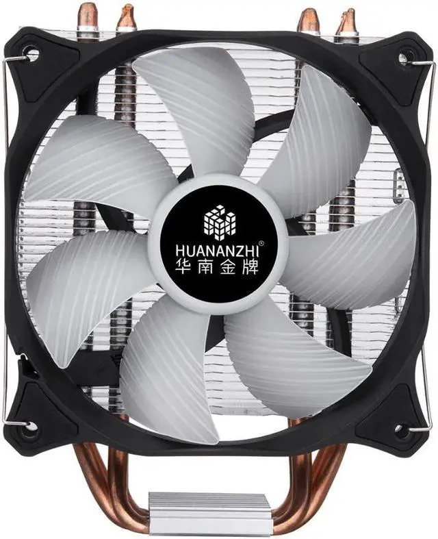 Alt view image 2 of 5 - A500 4 Copper Heat Pipe LED CPU Cooler Cooling Fan Radiator Dual Fan Heatsink with E5 2678V3*2 DDR3ECC 8*16GB M.2