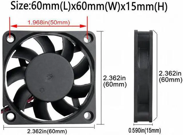 Alt view image 3 of 5 - 2Pcs/Lot  6015 60MM 5V 12V 24V 2Pin 3Pin USB Fan 60x60x15mm 6cm Brushless DC Cooling Fans CPU Cooler for Computer PC Case