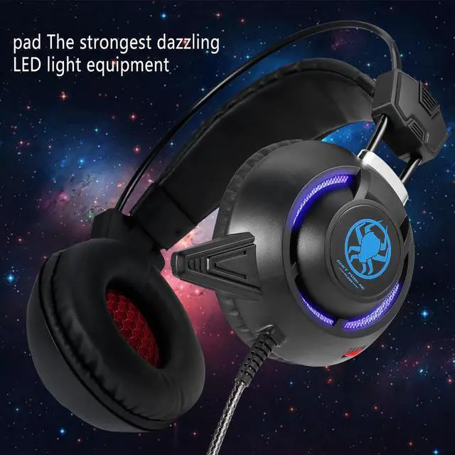 Alt view image 2 of 5 - LED Game Light Headphone Noise Isolating Over-Ear wired Gaming Headset with Mic for PC/Laptop Gamer