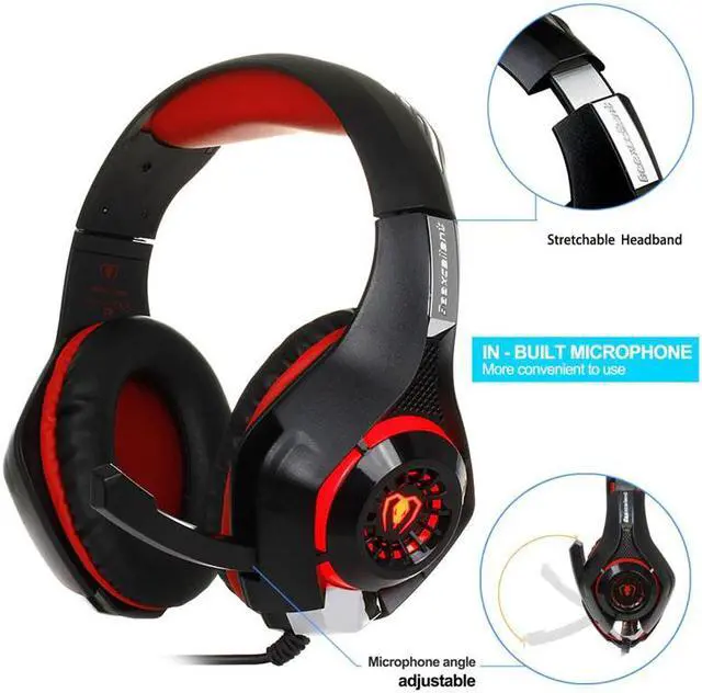 Alt view image 2 of 5 - GM-1 Gaming Headphone with Mic LED Light Stereo Game Headset 3.5MM Wired USB Headband Headphones For PC/PS4 Gamers