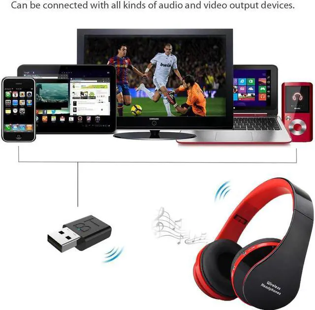 Alt view image 5 of 5 - New & High Quality 5 in 1 Wireless Headphones tch TV Earphone Cordless Bluetooth Headset for MP3 PC Stereo TV iPod