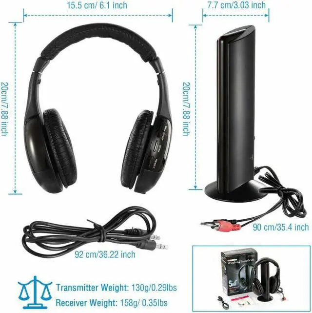 Alt view image 4 of 5 - 5 In 1 Wireless Headset Headphone Universal Noise Cancelling Voice Chat For PC FM Radio High Fidelity Home Headphone