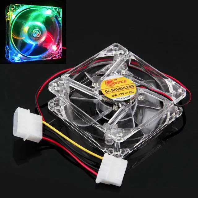 Main image of FANS Quad 4-LED Light Neon Clear 80mm PC Computer Case Cooling Fan Mod 80x80x25mm