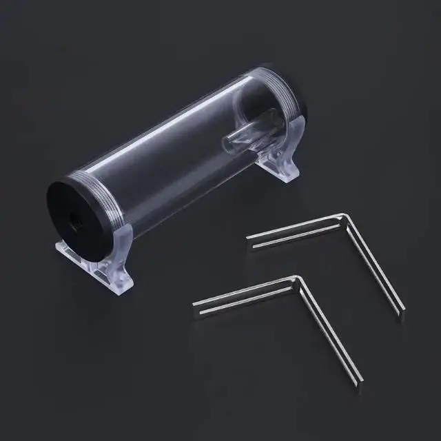 Alt view image 5 of 5 - 160 X 50 mm Acrylic Water Tank G1/4 Thread Cylinder Reservoir tank with L Shape Metal Buckle screws nuts for PC Water Cooling