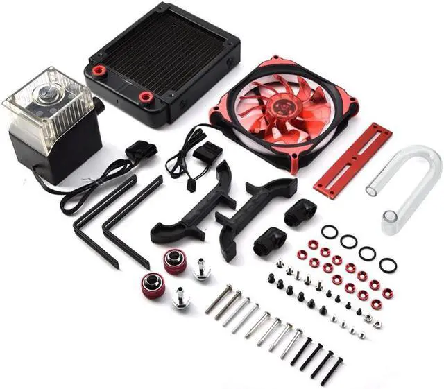 Alt view image 5 of 5 - PC Water Cooling Kit Liquid Computer Water-cooled Suit 120*120*25mm Cooling Fan Integrated Water Pump G1/4 Thread Water Row