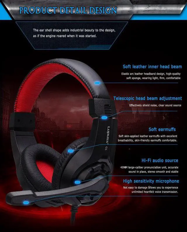 Alt view image 2 of 5 - 3.5mm Professional Gaming Headphones With Microphone Hi-Fi Gaming Headset Computer Portable Earphone For  PC PS4 Xbox