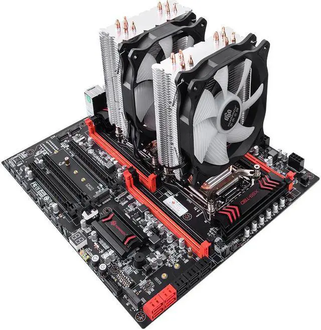 Alt view image 3 of 5 - A400/A500 2/4 Copper Heat Pipe LED CPU Cooler Cooling Fan Radiator Quiet SINGLE/Dual Fan Cooler Heatsink