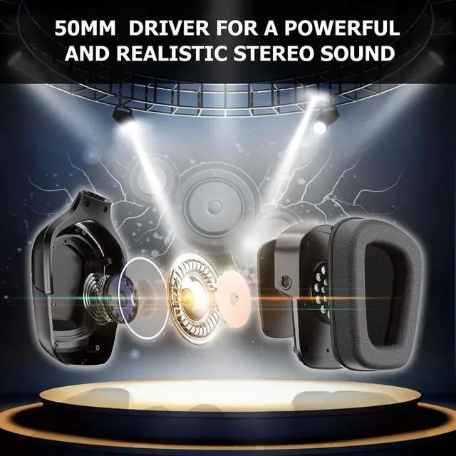 Alt view image 5 of 5 - Headset Gaming Headphone RGB with Microphone LED Light Surround Sound Bass PC Gamer Headphone for Xbox One PS4 Phone Laptop