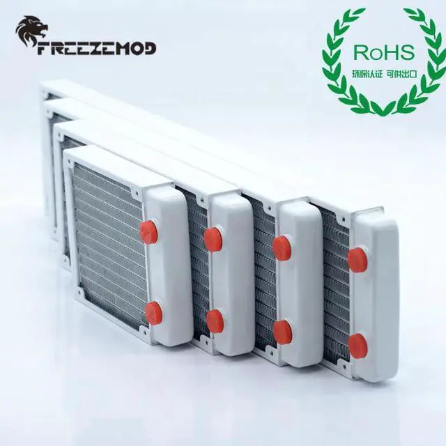 Alt view image 5 of 5 - 120mm Copper Radiator Black/White Piano Paint Water Cooler Heat Sink ROHS Certification For Water Cooling 27mm Thick
