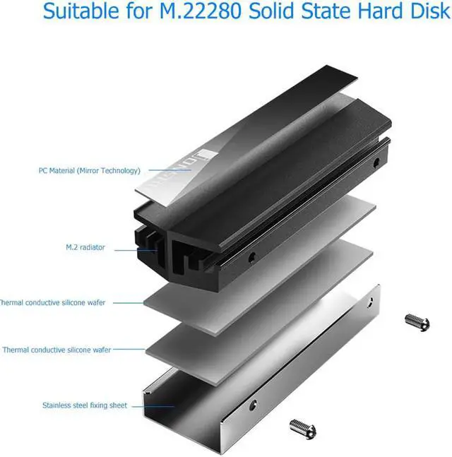 Alt view image 5 of 5 - M.2 2280 SSD Heatsink Radiator Aluminum Cooler Vest Heat Sink Thermal Pads For NGFF NVME m.2 2280 Solid State Hard Disk