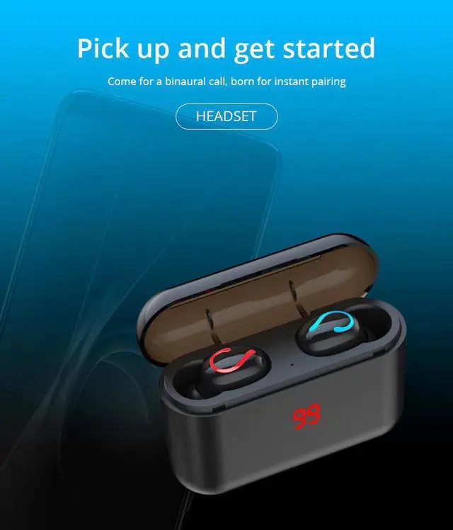 Alt view image 2 of 5 - TWS LED Bluetooth 5.0 Earphone Wireless Headphons Sport Handsfree Earbuds 3D Stereo Gaming Headset With Mic Charging Box