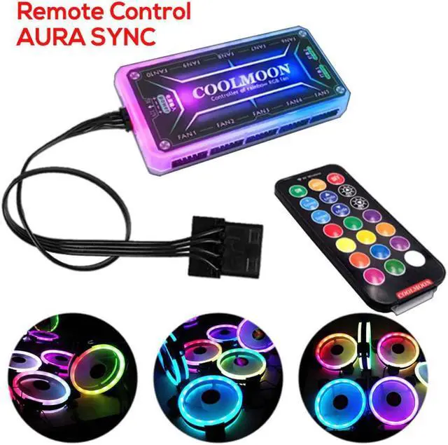 Alt view image 4 of 5 - 1 Set RGB Fan 120mm 5pin Dual Aura 1/3/6 pcs PC Fans Remote Controller Computer CPU Cooling Fan Adjustable RGB and Fan Speed