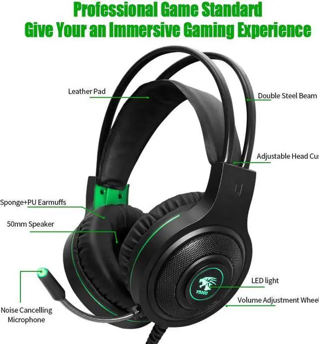 Alt view image 3 of 5 - Headphones USB 3.5mm USB Wired Game Headset Professional Earphones with Mic Voice Control for Laptop Computer Gamer