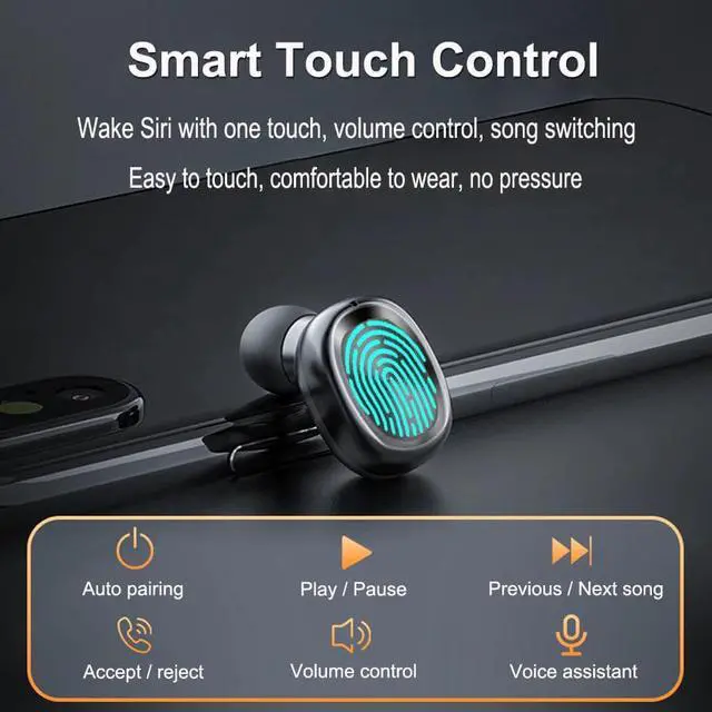 Alt view image 5 of 5 - TWS Bluetooth Earphone 8D HIFI wireless earphones Sport Earphone MIC Earbuds Gaming Music Headset For  Samsung
