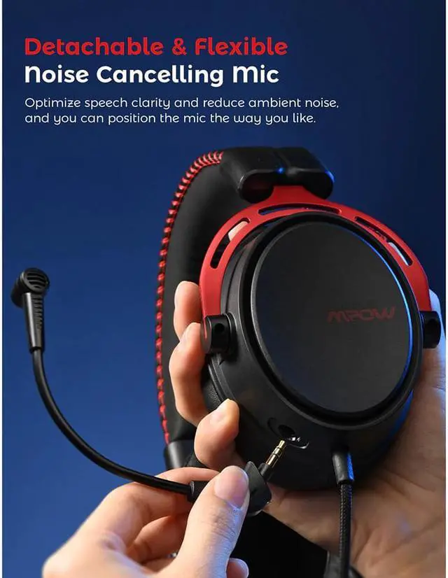 Alt view image 5 of 5 - Air II Gaming Headset Wired Surround Sound Gaming Headphones with Detachable Noise Cancelling Mic In-Line Control for PC